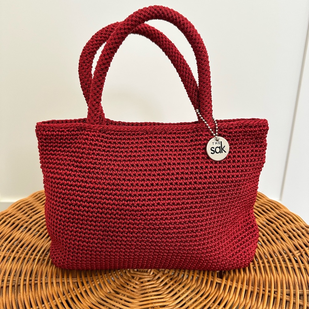 The Sak Mini Crochet Satchel. Approximately 11” W x 7 1/2” H